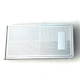 Silver Flat with Offset Engraving Plate Money Clip with Tin Gift Box