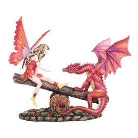 Red Fairy on See-Saw with Dragon 11"