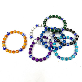 Large Diamond Encrusted Glass Evil Eye Bracelet 1 Count Assorted