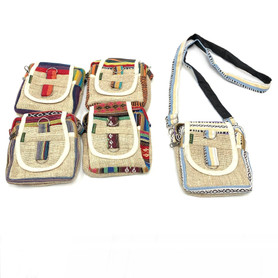 Embroidered Hemp Camera Bag Nepal 1 Count Assorted
