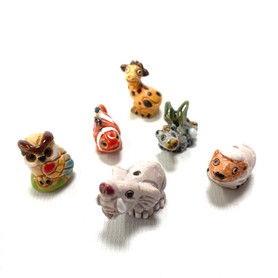 Tiny Ceramic Beads Assorted Figures 1 Count