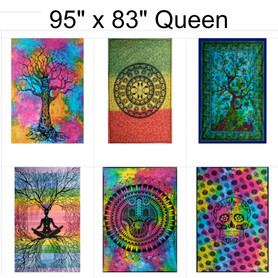 Queen Sized Hand Dyed Nepalese Wall Tapestry 83"x95" 1 Count Assorted