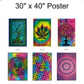 Small Poster  Sized Hand Dyed Nepalese Wall Tapestry 30"x40" 1 Count Assorted