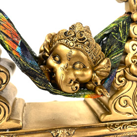 Ganesh Gold on Hammock 7" Wide Polyresin Statue GS88283