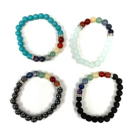 Real Stone Chakra Bracelets Assorted Designs 1 Count