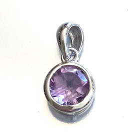AAA Amethyst Round Pendant 10x12mm with Sterling Silver 1 Count Assorted