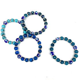 Turquoise Hue Crystal Encrusted Evil Eye Bracelets 1 Count Assorted