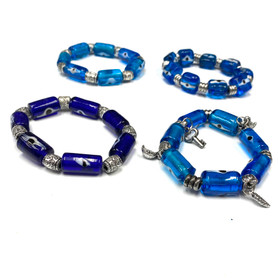 Blue Hue Glass Beads Evil Eye Bracelets 1 Count Assorted