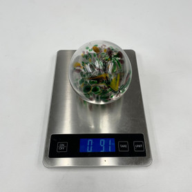 Green Yellow Violet Upside Down Drip Hand Blown Glass Witching Ball 4.5"+-