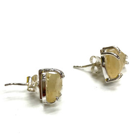 Libyan Desert Glass Earring Studs on 925 Sterling Silver