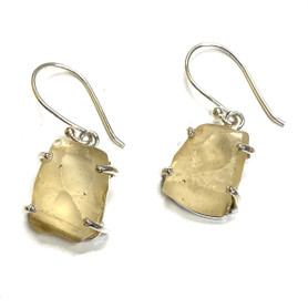 Libyan Desert Glass Hook Earrings on 925 Sterling Silver