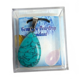 Tear Drop Necklace with Natural Stones 1 Count Tear Drop Necklace with Natural Stones 1 Count