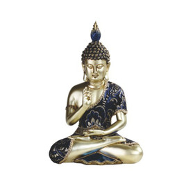 Buddha Blue and Gold 11 1/4"H