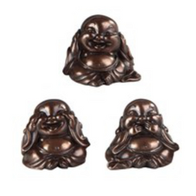 Bronze Buddha Maitreya, 3 Evils 3/S 2"H Bronze Buddha Maitreya, 3 Evils 3/S 2"H