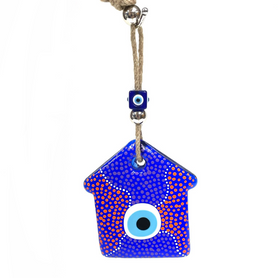Our House Painted Glass Evil Eye 10"x5" 1 Count Assorted