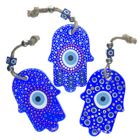 Low Five Painted Hand Glass Evil Eye 4"x14" 1 Count Assorted