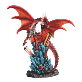 Red Dragon with Rainbow Icicle Crystal 9" Red Dragon with Rainbow Icicle Crystal 9"