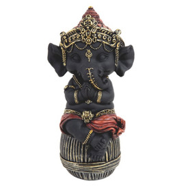 Black Ganesh on Ottoman 6.25" Tall
