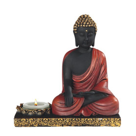 Buddha Touching Earth Candle Holder 5.5" W