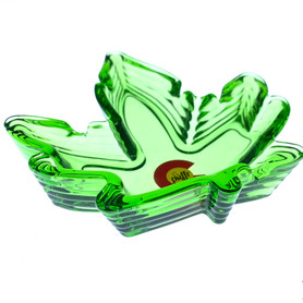 Weed Leaf Ashtray Colorado Puffr Green Glass 5" Weed Leaf Ashtray Colorado Puffr Green Glass 5"