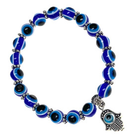 Hand of Fatima Charm Blue Small Evil Eye Acrylic  Bracelet Hand of Fatima Charm Blue Small Evil Eye Acrylic  Bracelet