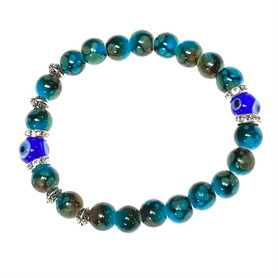 Aqua Water Blue Evil Eye Bracelet with Sparkles Aqua Water Blue Evil Eye Bracelet with Sparkles