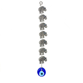 Trunk and Tusk 7 Elephants with Evil Eye 13"x2" EE50058