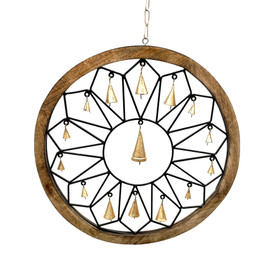 Rustic Wood and Iron Ring Wind Chime IN122523 by Paykoc