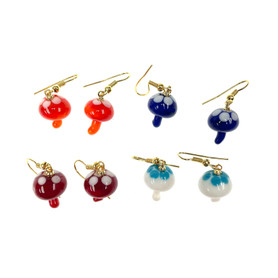 Mini Glass Mushroom Earring 1 Count Assorted Mini Glass Mushroom Earring 1 Count Assorted