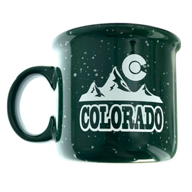 Colorado Snowy Mountain Green Mug 14oz