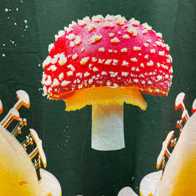 Amanita Mushroom Printed T-Shirt Black Assorted Sizes Amanita Mushroom Printed T-Shirt Black Assorted Sizes