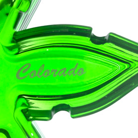 Weed Leaf Ashtray Colorado Green Glass 5"