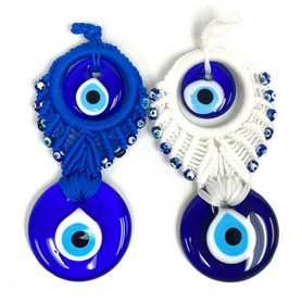 Peacock Double Evil Eye Macrame 1 Assorted Color