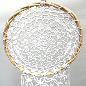White Macramé Dream Catcher 7.5" x 20"