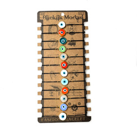 Colorful Golden Evil Eye Bracelets on Pull String 1 Count Assorted