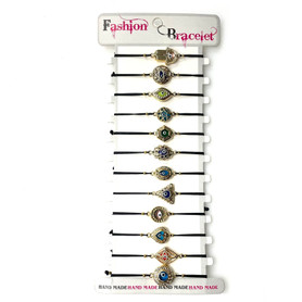 Golden Evil Eye Bracelets on Pull String 1 Count Assorted