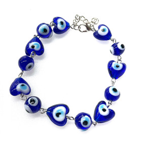 12mm Glass Evil Eye Heart Chain Bracelet 12mm Glass Evil Eye Heart Chain Bracelet