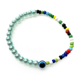 Evil Eye Glass Pearl Assorted Stretch Bracelets 1 Count