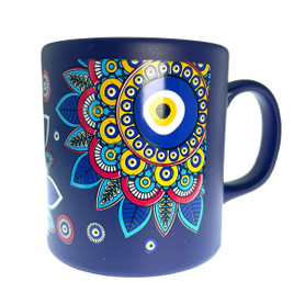 Peacock Flower Blue Evil Eye Mug 1.5 Cup Peacock Flower Blue Evil Eye Mug 1.5 Cup