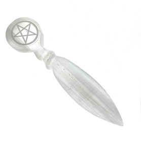 Pentacle Karma Cutting Selenite Knife Athame 9.5"
