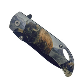 North American Bison Buffalo Pocket Knife 7" Long Opened North American Bison Buffalo Pocket Knife 7" Long Opened
