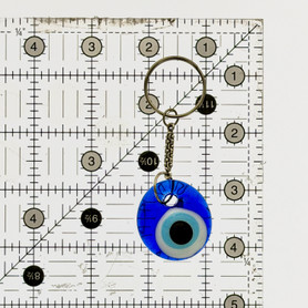Assorted Blue Evil Eye Glass Keychain with Decorative Metal Charm – 1 Count