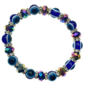 Colorful Encrusted Jeweled Evil Eye Bracelet 1 Count