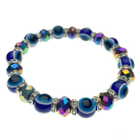 Colorful Encrusted Jeweled Evil Eye Bracelet 1 Count
