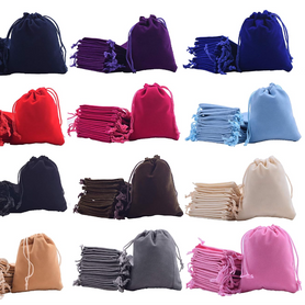 Small 12 Colors Mixed Drawstrings Velvet Gift Bags Velvet 2.8x3.6''