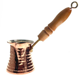 Turkish Coffee Pot Cezve Copper with Nickle Lining And Wooden Handle 1 Cup