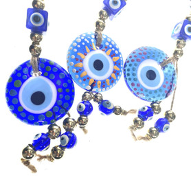 Small Painted Hanging Evil Eye with Ceramic Ball 2"x10" 1 Count Assorted