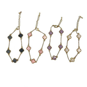 5 Clover Pendants Pearlized on Gold Chain 1 Count Assorted 5 Clover Pendants Pearlized on Gold Chain 1 Count Assorted