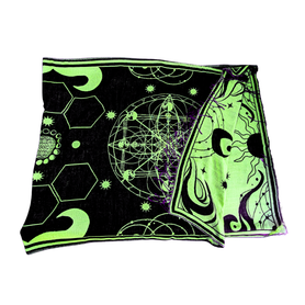 Geometric Mandala UV Reactive Scarf Pashmina Festival Time Glow in Dark