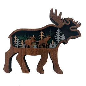 Multi Layered Wooden Moose Magnet 1 Count